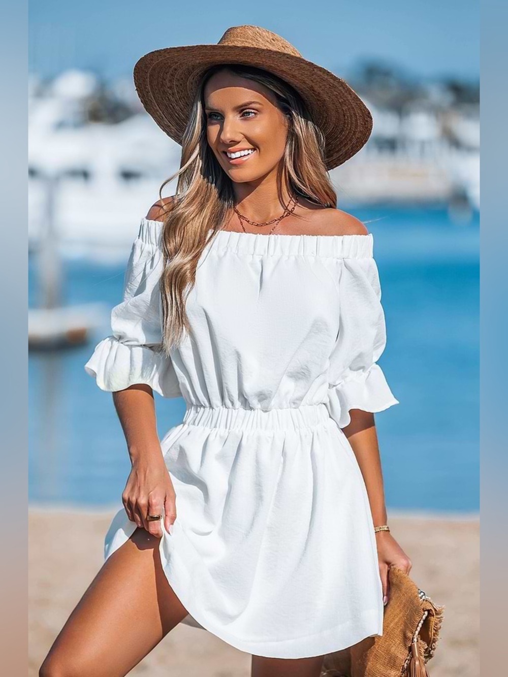 Cupshe Off-Shoulder White Beach Dress NWT